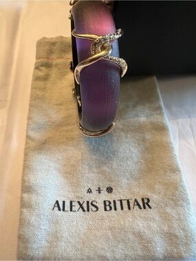 Alexis Bittar Purple Ombre Lucite Bangle with Crystal Snake Wrap